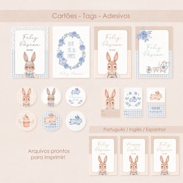 Kit Digital Páscoa Aquarelada Imagens Png Cute Delicados