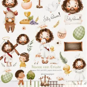 Kit Digital Pascoa Aquarelado Com Motivos De Ressurreicao 2