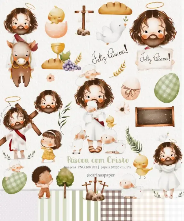 Kit Digital Pascoa Aquarelado Com Motivos De Ressurreicao 2