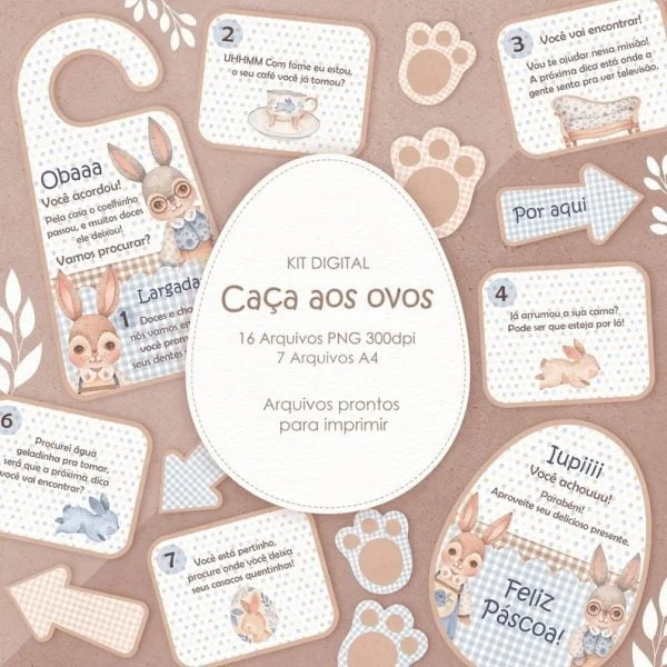 Kit Digital Páscoa Caça Aos Ovos Para Cortar E Imprimir