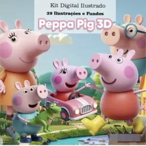 Kit Digital Peppa Pig com Desenhos para Papelaria Infantil