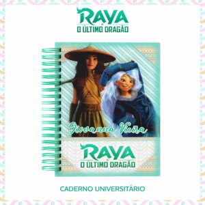 Arte digital de capa de caderno universitário com duas personagens animadas.
