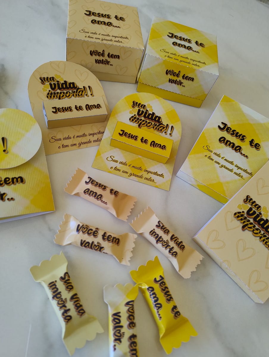 Kit Digital Setembro Amarelo Cristão para Lembrancinhas 1 Kit Digital Setembro Amarelo Cristão para Lembrancinhas