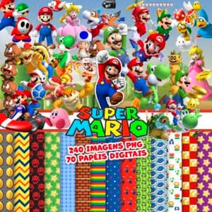 Kit Digital Super Mário Bros Ilustrações Png Figuras Scrap