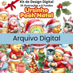 Kit Digital Ursinho Pooh Natal Png Sublimacao E Papelaria 2