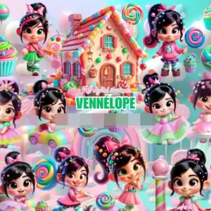 Kit Digital Vanellope PNG para Cartonagem e Encadernacao
