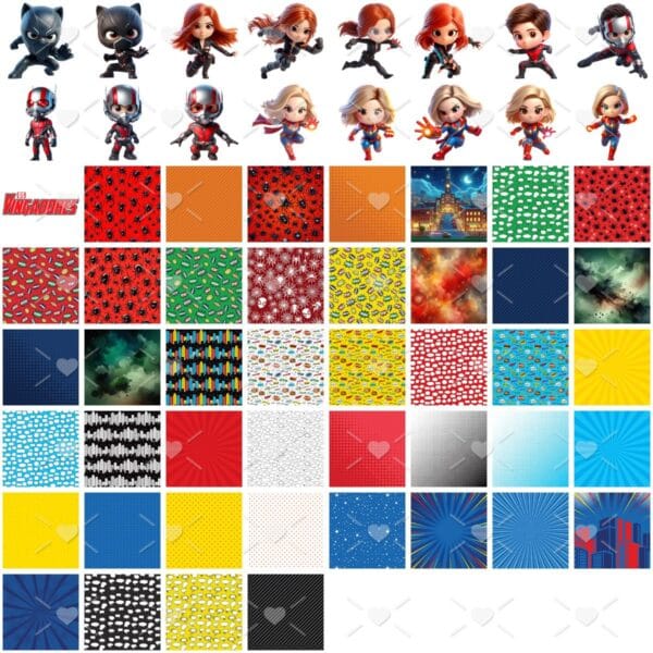 Kit Digital Vingadores 3D Cute Fofo Ilustrações Png