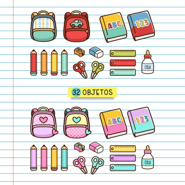 Kit Digital Volta Às Aulas Artes Ilustrações Personalizados