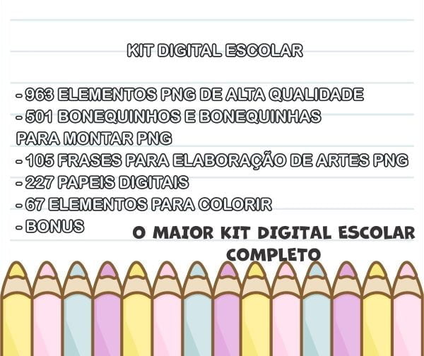 Kit Digital Volta Às Aulas Escolar Ilustrações Png Scarpbook