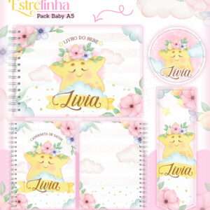 kit encadernacao baby estrelinha menina arquivo digital
