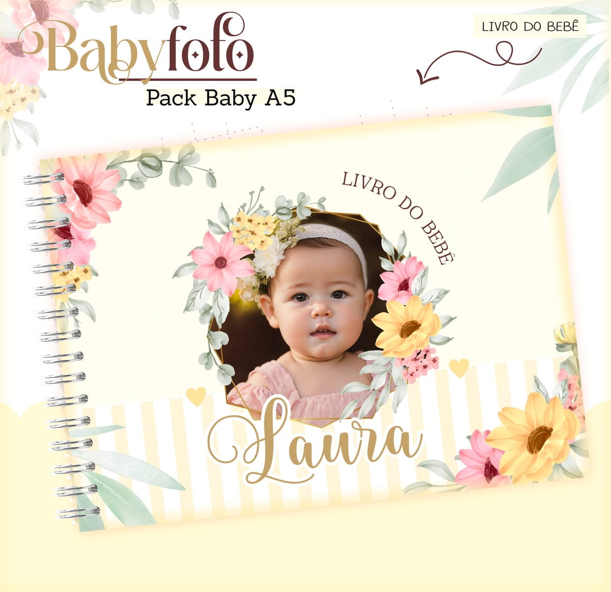 Kit Encadernação Baby Menina com Tema Floral para Imprimir 2 Kit Encadernação Baby Menina com Tema Floral para Imprimir - Imagem 2