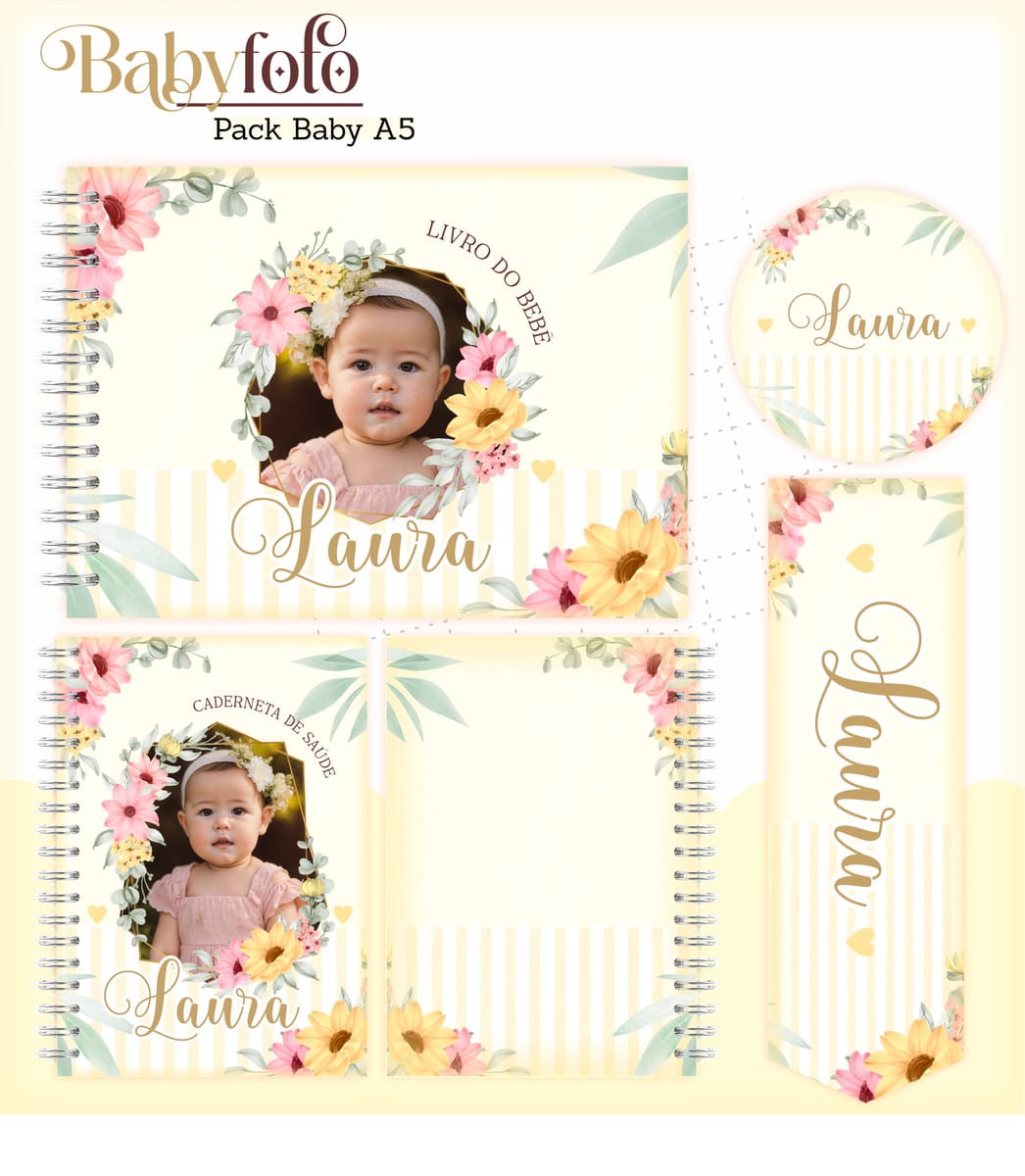 Kit Encadernação Baby Menina com Tema Floral para Imprimir 1 Kit Encadernação Baby Menina com Tema Floral para Imprimir
