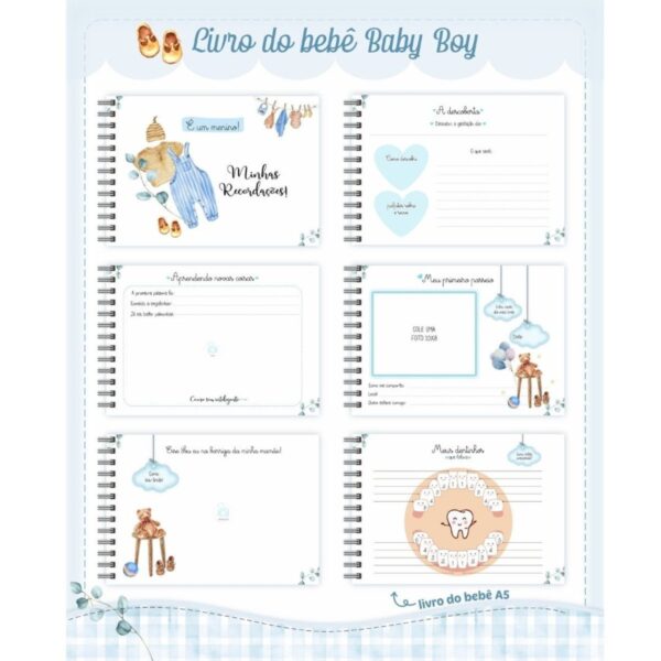 Kit Encadernação Baby Menino - Arquivo Digital