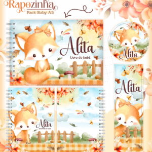 Kit Encadernação Baby Raposinha para Imprimir e Montar 11 kit encadernacao baby raposinha arquivo digital