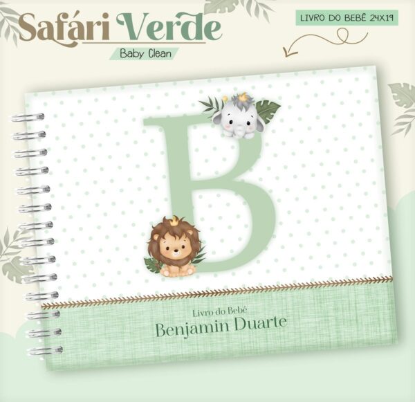 Kit Encadernação Baby Safari Verde Inicial - Arquivo Digital