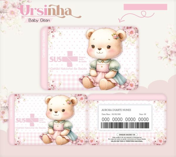 Kit Encadernação Baby Ursinha Rosa Inicial - Arquivo Digital
