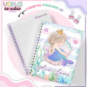 Kit Encadernação Escolar Sereia em PNG e PDF 37 kit encadernacao escolar sereia em png e pdf