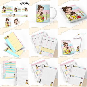 Kit escolar digital Bela e a Fera com nome personalizável 5 kit escolar bella arquivo digital