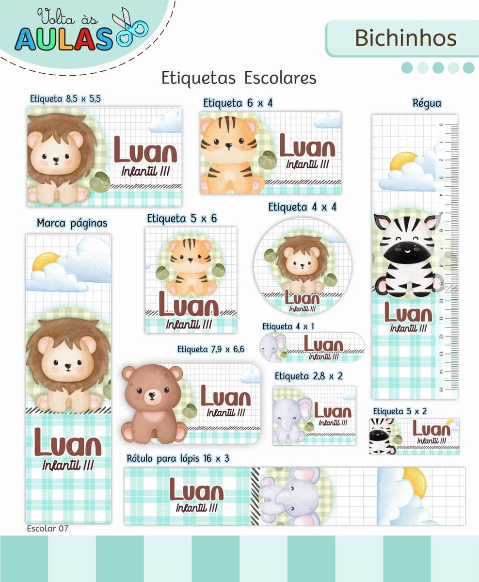Kit Escolar Bichinhos Arquivo Digital para Personalizar 2 Kit Escolar Bichinhos Arquivo Digital para Personalizar - Imagem 2