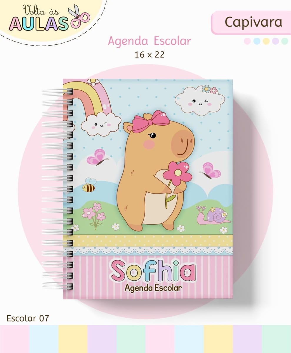 Kit Escolar Capivara Menina para Personalizar Cadernos 2 Kit Escolar Capivara Menina para Personalizar Cadernos - Imagem 2