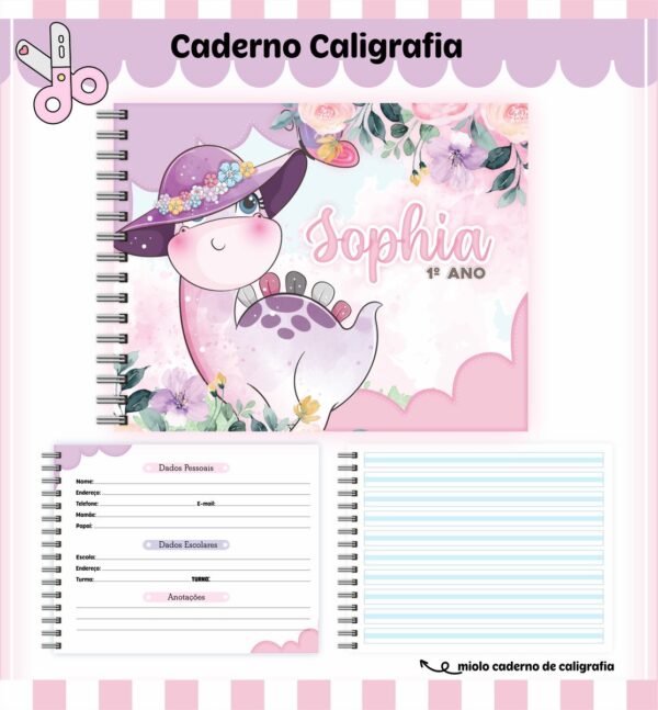 Kit Escolar Dino Menina - Arquivo Digital