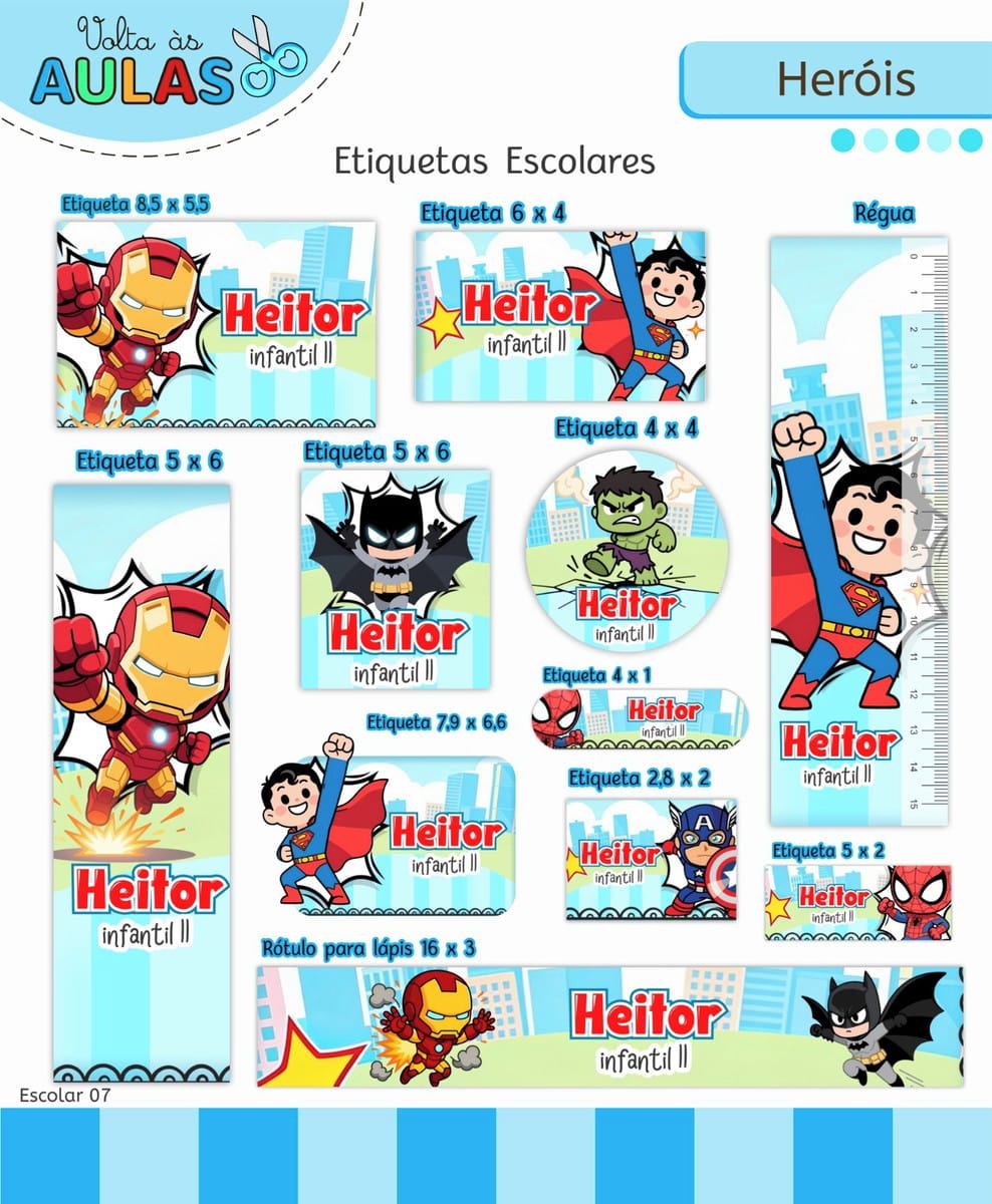 Kit Escolar Tema Super Heróis Arquivo Digital Completo 5 Kit Escolar Tema Super Heróis Arquivo Digital Completo - Imagem 5