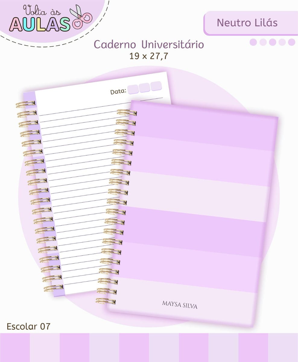 Kit Escolar Lilás Digital com Artes para Papelaria 2 Kit Escolar Lilás Digital com Artes para Papelaria - Imagem 2