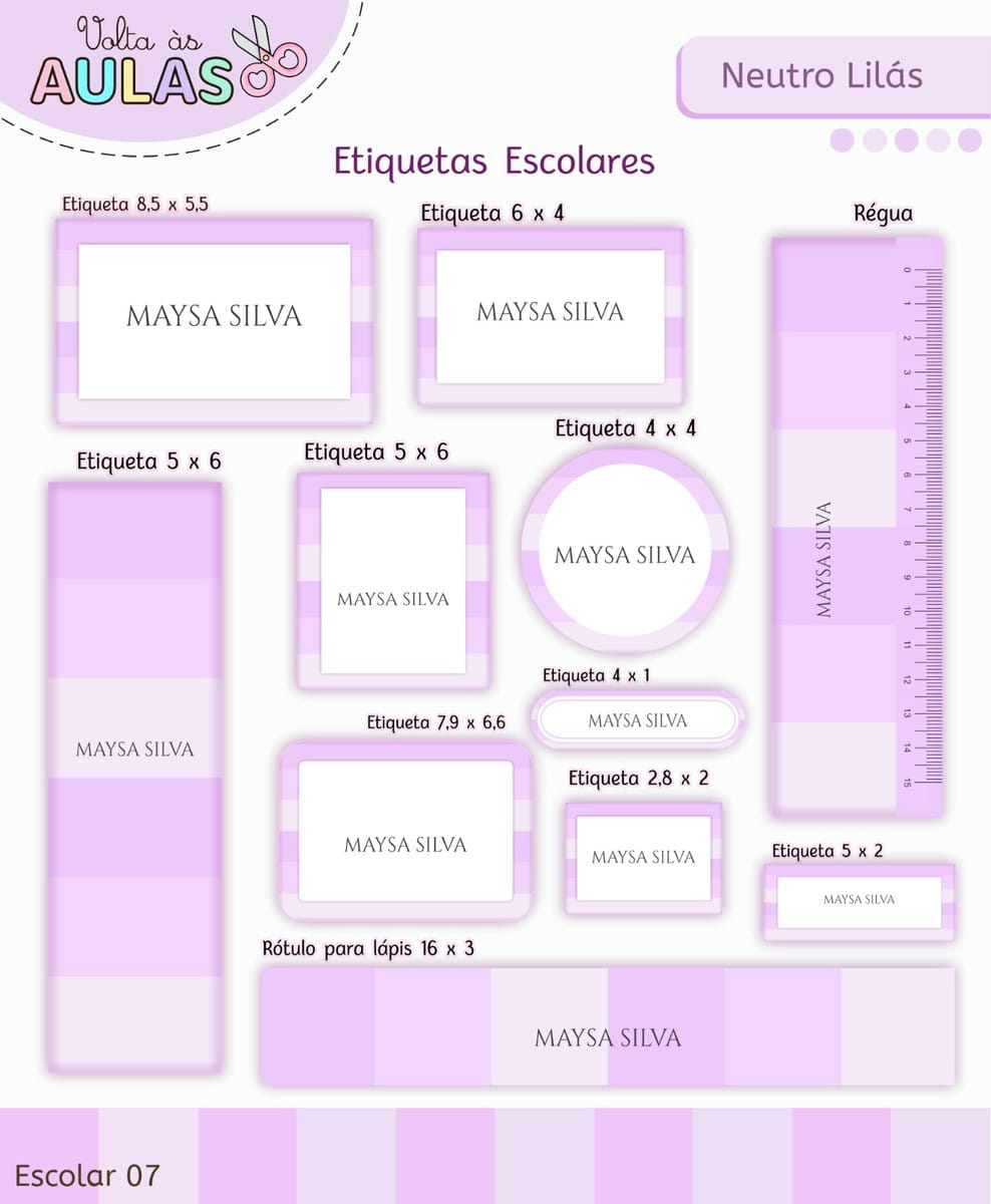 Kit Escolar Lilás Digital com Artes para Papelaria 3 Kit Escolar Lilás Digital com Artes para Papelaria - Imagem 3