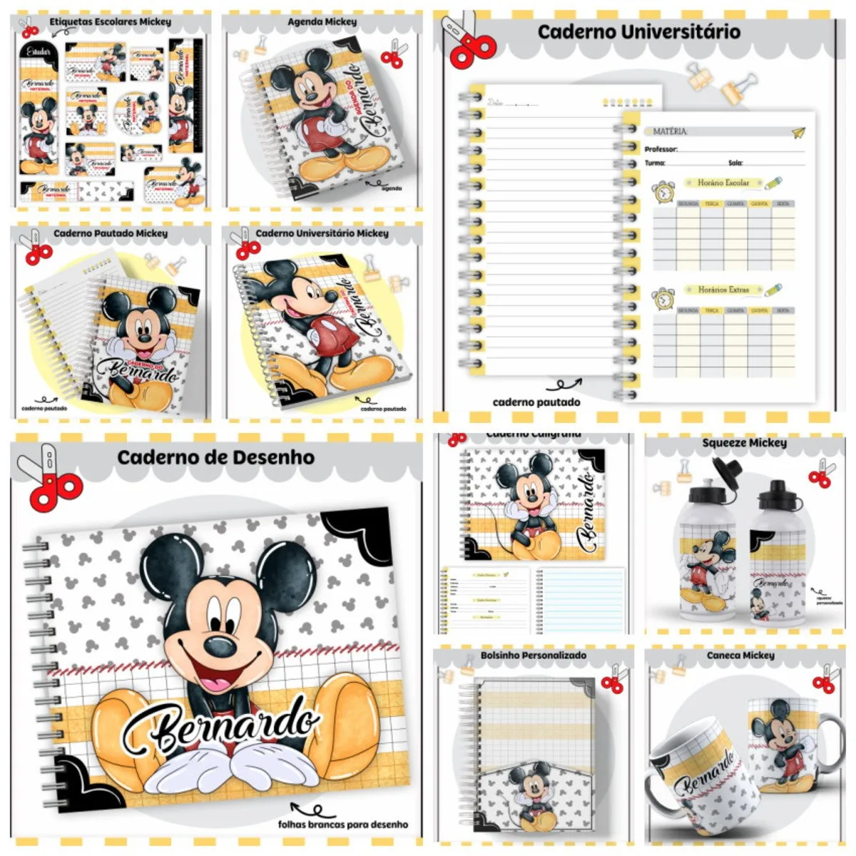 Kit Escolar Mickey Lindo - Arquivo Digital 1 Kit Escolar Mickey Lindo - Arquivo Digital
