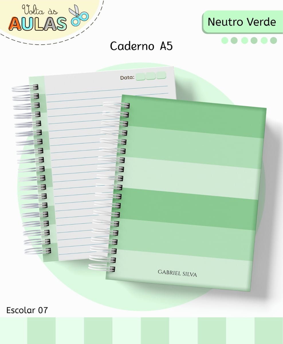 Kit Escolar Neutro Verde Digital para Personalizar 2 Kit Escolar Neutro Verde Digital para Personalizar - Imagem 2