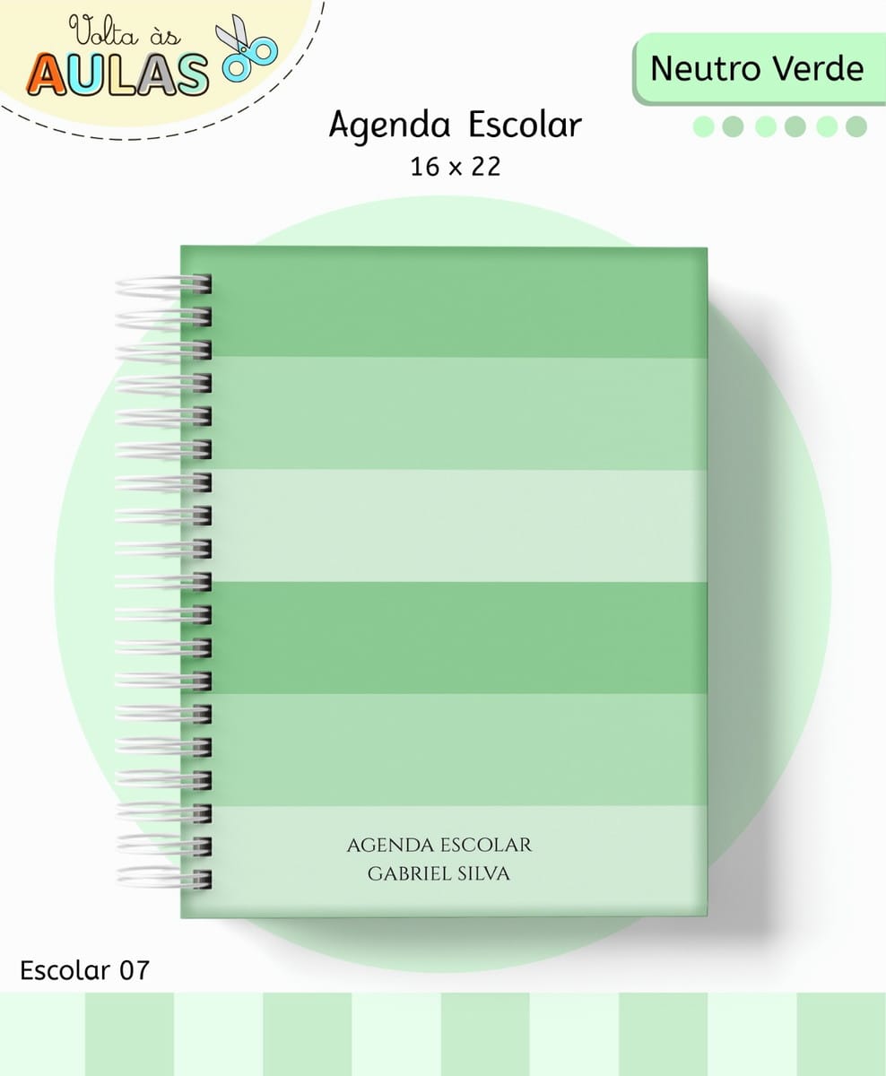 Kit Escolar Neutro Verde Digital para Personalizar 1 Kit Escolar Neutro Verde Digital para Personalizar