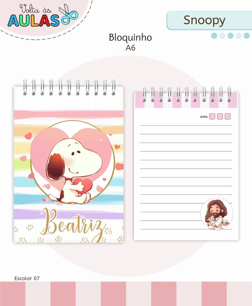 Kit Escolar Snoopy Arquivo Digital para Papelaria 4 Kit Escolar Snoopy Arquivo Digital para Papelaria - Imagem 4