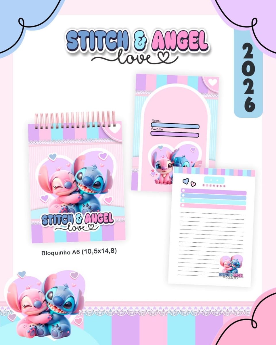 Kit Escolar Stitch e Angel Digital com Planner e Agenda 2 Kit Escolar Stitch e Angel Digital com Planner e Agenda - Imagem 2