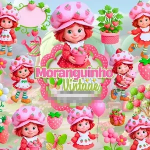 Kit Estampa Moranguinho Vintage PNG para Sublimação