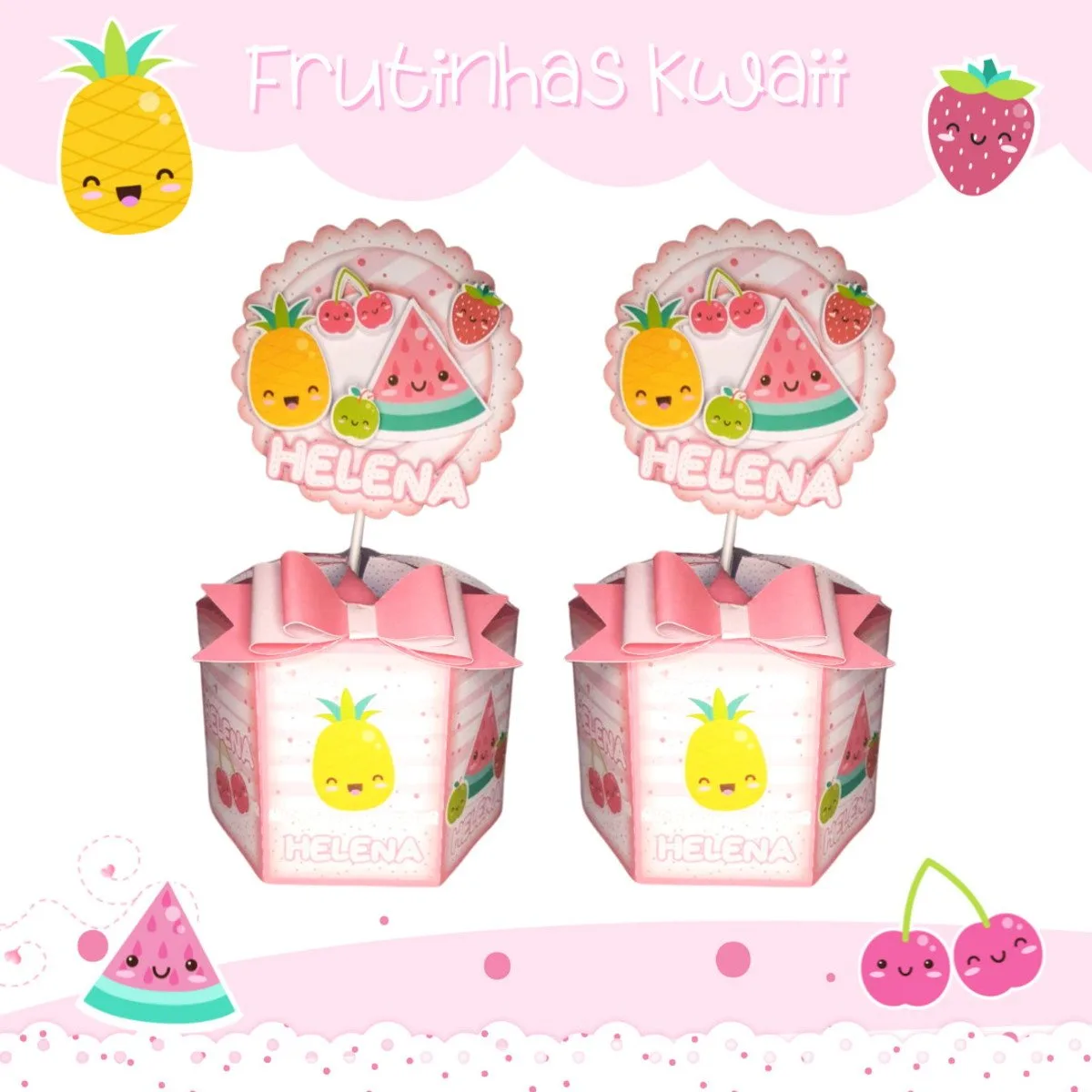 Kit Festa Frutas Kwaii - Arquivo Digital 3 Kit Festa Frutas Kwaii - Arquivo Digital