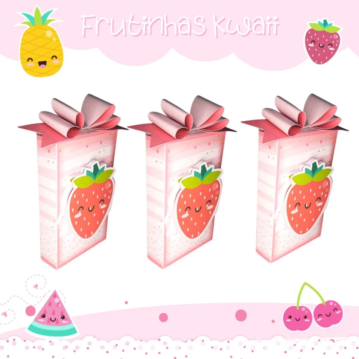 Kit Festa Frutas Kwaii - Arquivo Digital 4 Kit Festa Frutas Kwaii - Arquivo Digital