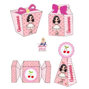 kit festa menina cerejinha studio e pdf papelaria