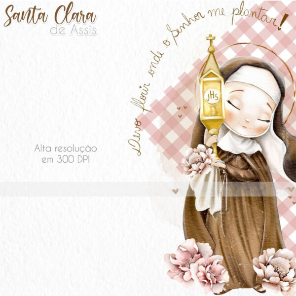 Kit Ilustrações Digitais Santa Clara de Assis Santinhos Png