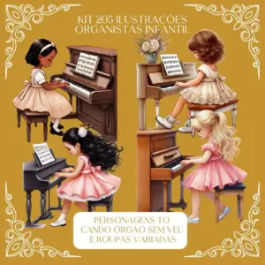 Kit Infantil Meninas Organiza Digital PNG