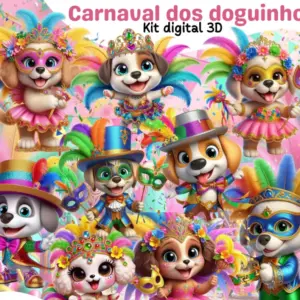 Kit Png Carnaval Com Cachorros Para Sublimacao E Crafts 2