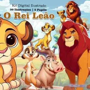 Kit PNG Rei Leao Infantil para Papelaria Personalizada
