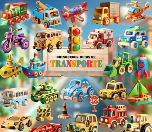 Kit Premium de Transportes de Madeira em PNG para DIY