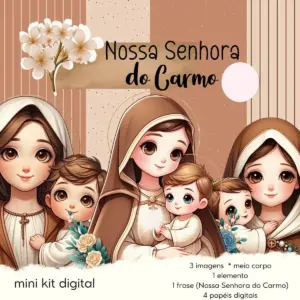 Kit Santinhos Digitais Nossa Senhora do Carmo PNG