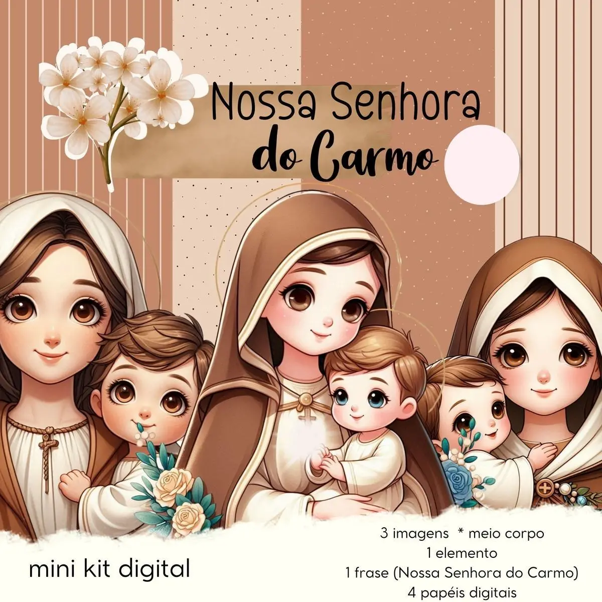 Kit Santinhos Digitais Nossa Senhora do Carmo PNG 1 Kit Santinhos Digitais Nossa Senhora do Carmo PNG