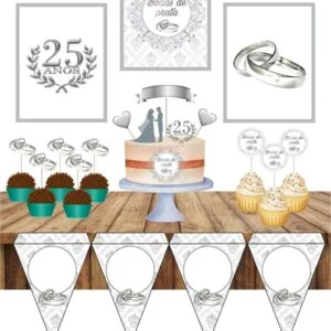Kit Só um bolinho Bodas de Prata - Arquivo Digital 17 Kit Só um bolinho Bodas de Prata - Arquivo Digital