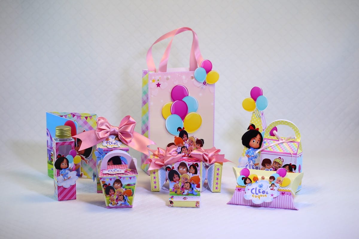 Kit digital Cleo e Cuquin para caixas e embalagens de festa 1 Kit digital Cleo e Cuquin para caixas e embalagens de festa