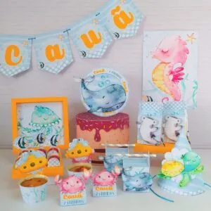 Kit Só um bolinho Fundo do Mar Menino - Arquivo Digital 4 Kit Só um bolinho Fundo do Mar Menino - Arquivo Digital