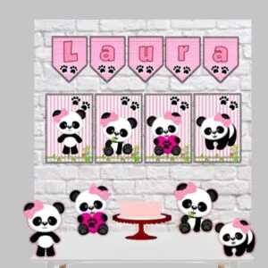 Kit Só um Bolinho Panda Rosa - Arquivo Digital 14 Kit Só um Bolinho Panda Rosa - Arquivo Digital