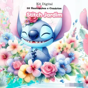 Kit Stitch Jardim 3D Arquivos PNG para Projetos Criativos