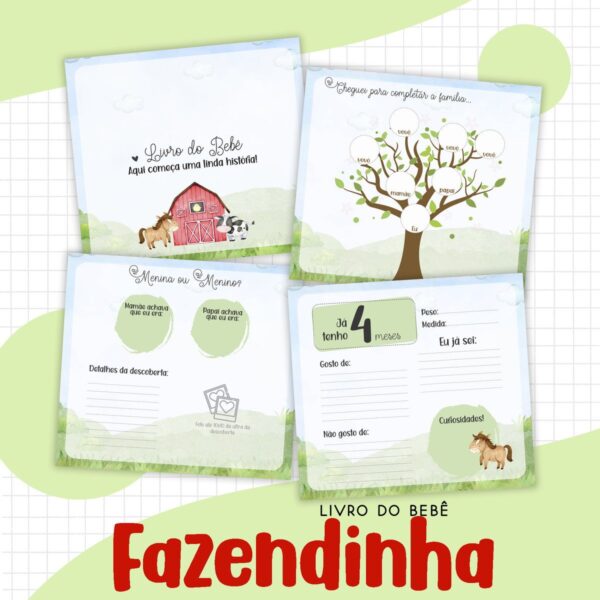 Livro bebê Fazendinha Menino - Arquivo Digital